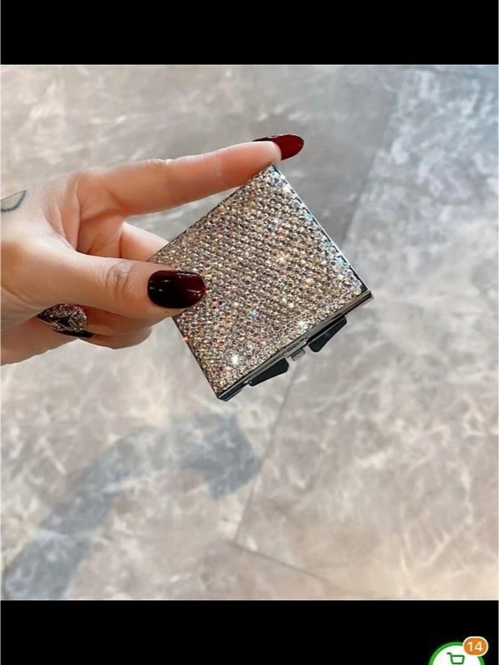 Rhinestone Mirror Compact - Picture 2 of 5